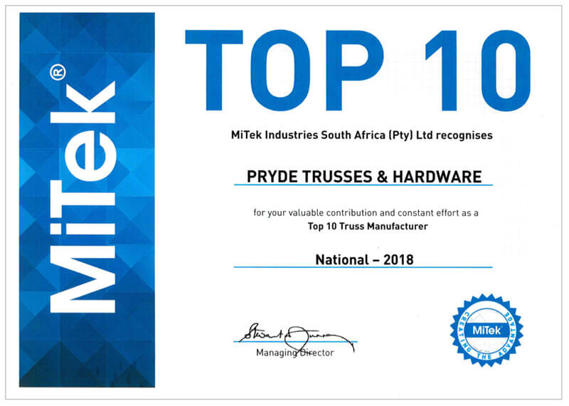 Mitek Top 10 Customer South Africa 2018