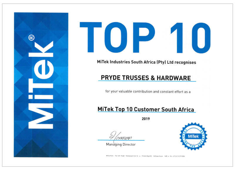 Mitek Top 10 Customer South Africa 2019