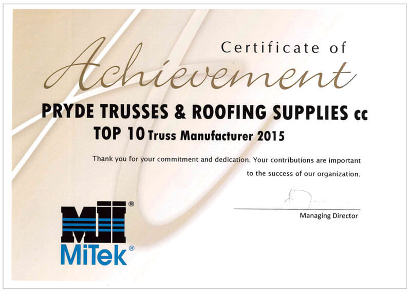Mitek Top 10 Truss Manufacturer South Africa 2015