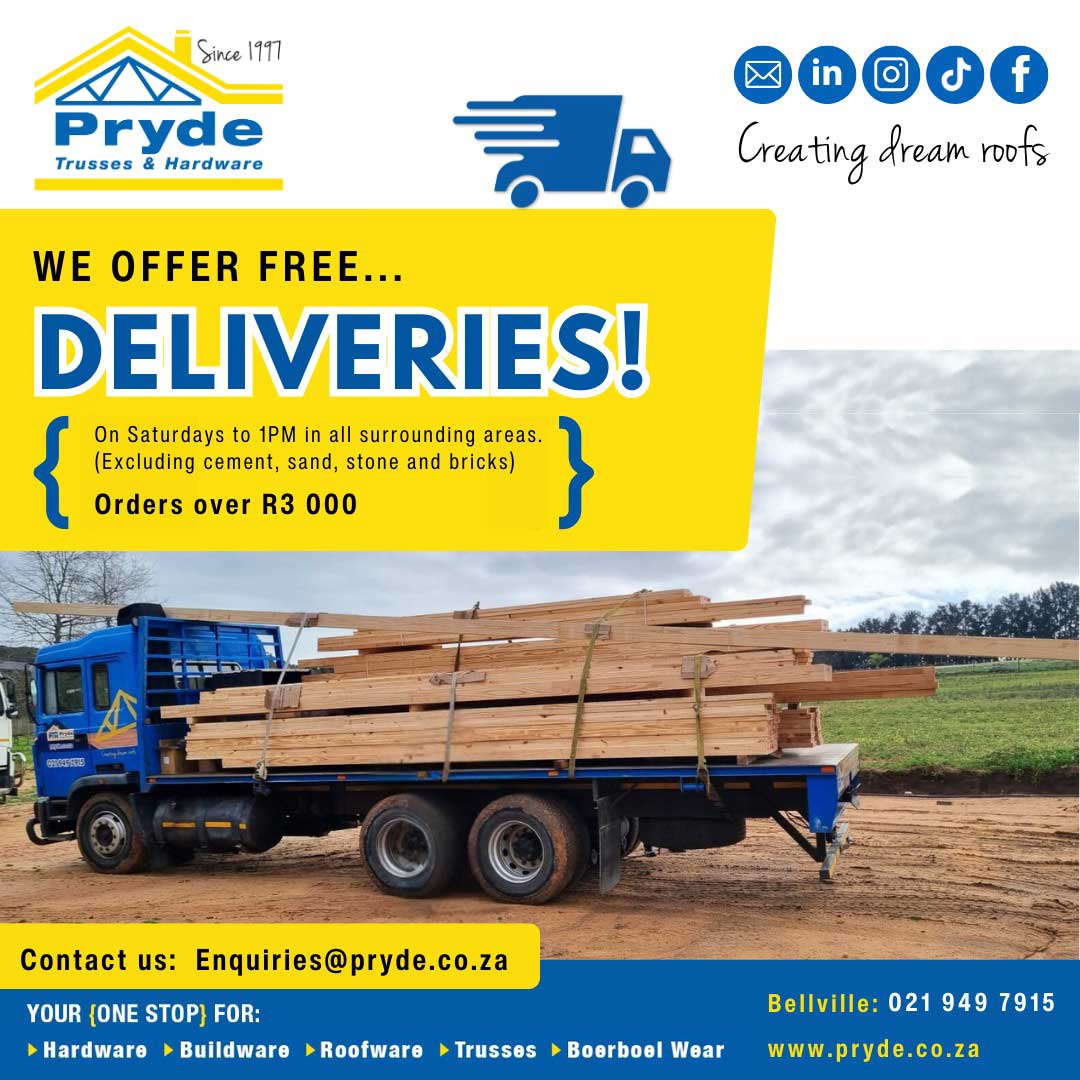 Image of Pryde Trusses and hardware truck about to deliver timber.